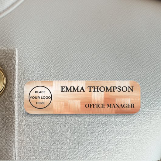 Copper Checkerboard Design Name Badge Custom 名札