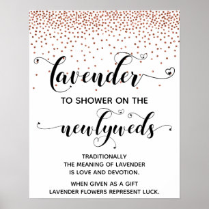 Copper Confetti Hearts Douche met Lavendel Sign Poster