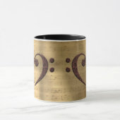 Copper Double Bass Clef Heart Music Lover Mok (Midden)