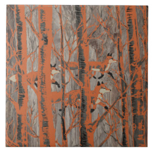 Copper Fox Bossen op Grey Stone Matches Huis #s Tegeltje