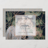Copper Geo | De foto bewaart de Datum Save The Date (Voorkant / Achterkant)