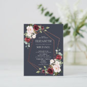 Copper Geometric Burgundy Blue Briefkaart Wedding (Staand voorkant)