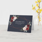 Copper Geometric Burgundy Blue Photo Wedding Kaart (Gele Bloem)