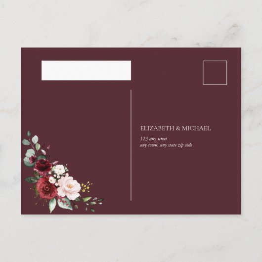 Copper Geometric Burgundy Blue RSVP Uitnodiging Briefkaart (Achterkant)