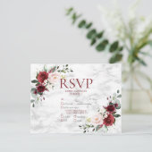 Copper Geometric Burgundy Marble Wedding RSVP Uitnodiging Briefkaart (Staand voorkant)