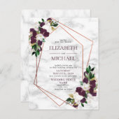 Copper Geometric Marble Burgundy Briefkaart Weddin (Voorkant / Achterkant)