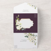 Copper Geometric Plum White Elegant Photo Wedding All In One Uitnodiging (Buitenkant)