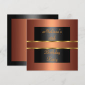 Copper Gold Black 18th Birthday Party Kaart (Voorkant / Achterkant)