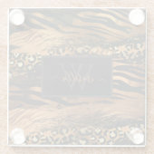 Copper Gold Black Monogrammed Script Initiaal Name Glazen Onderzetter (Achterkant)