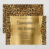 Copper Gold Leopard Folie Gem Heart 21st Birthday Kaart (Voorkant / Achterkant)