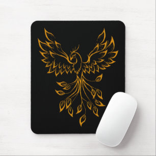 Copper Gold Phoenix rijdt op zwart Muismat