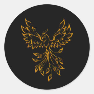 Copper Gold Phoenix rijdt op zwart Ronde Sticker