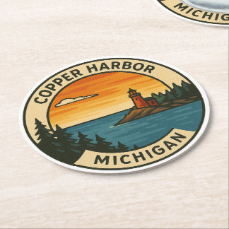 Copper Harbor Coaster Set Ronde Kartonnen Onderzetter
