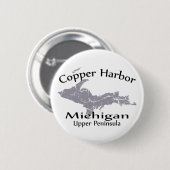 Copper Harbor Michigan Kaart Ontwerp Button (Voorkant /achterkant)