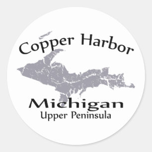 Copper Harbor Michigan Kaart Ontwerp Sticker
