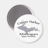 Copper Harbor Michigan Map Magnet Magneet (Voorkant / Achterkant)