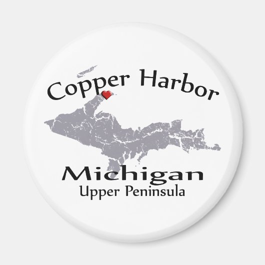 Copper Harbour Michigan Heart Map Design Magnet Magneet (Voorkant)