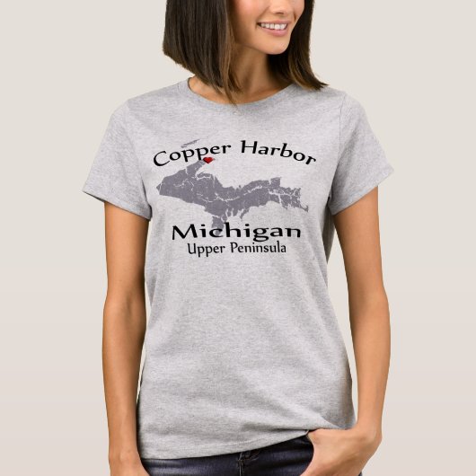 Copper Harbour Michigan Heart Map Design T-shirt (Voorkant)