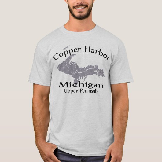 Copper Harbour Michigan Map Design T-shirt (Voorkant)
