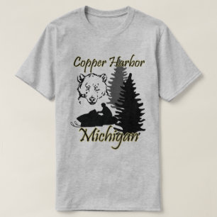 Copper Harbour Michigan Snowmobile Beer Basic Grey T-shirt