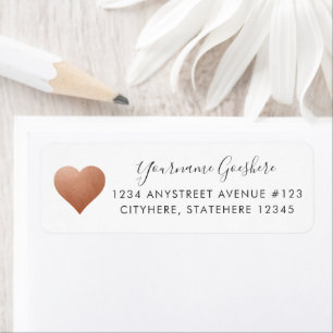 Copper Heart Rust Color Wedding Return-adres Etiket