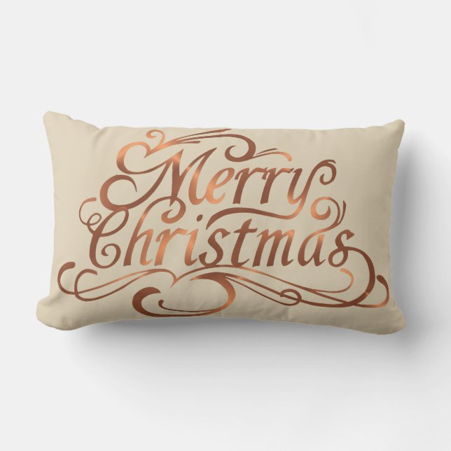Copper-look Merry-kerstscript Kussen (Voorkant)