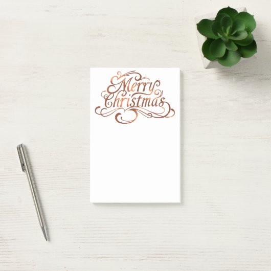 Copper-look Merry-kerstscript Post-it® Notes (Kantoor)