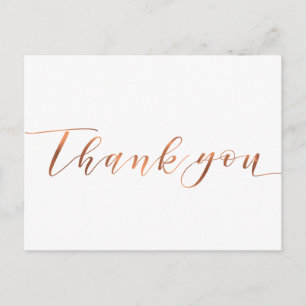 Copper-look Thank You script ontwerp Briefkaart
