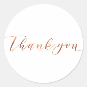 Copper-look Thank You script ontwerp Ronde Sticker
