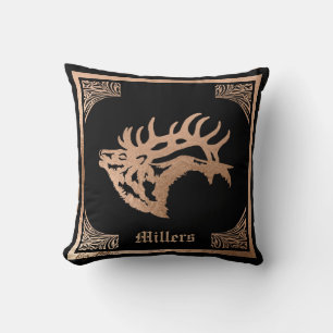 Copper Majestic Bull Elk Silhouette Kussen