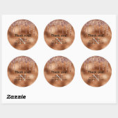 Copper Metallic Glitter Elegant Monogram Hartelijk Ronde Sticker (Vel)
