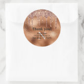Copper Metallic Glitter Elegant Monogram Hartelijk Ronde Sticker (Tas)