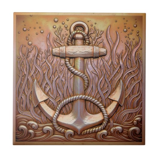 Copper Metallic Iridescent Anchor D1223 Tegeltje (Voorkant)