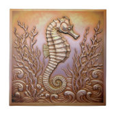 Copper Metallic Iridescent Seahorse ID1223 Tegeltje (Voorkant)