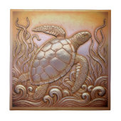 Copper Metallic Iridescent Turtle ID1223 Tegeltje (Voorkant)