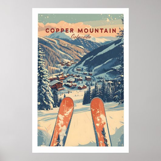 Copper Mountain Travel Poster Sunset Ski Slopes 1 (Devant)