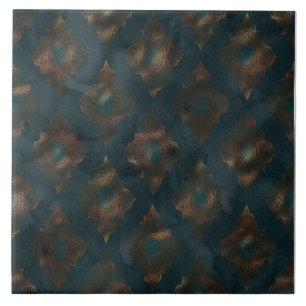 Copper Patina Damask Waterverf Pattern Tegeltje