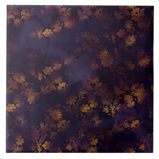 Copper Patina Damask Waterverf Pattern Tegeltje (Voorkant)