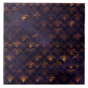 Copper Patina Damask Waterverf Pattern Tegeltje