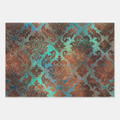 Copper Patina Rusted Damask Inpakpapier Vel (Voorkant)