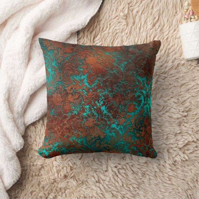Copper Patina Rusted Damask Kussen (Deken)