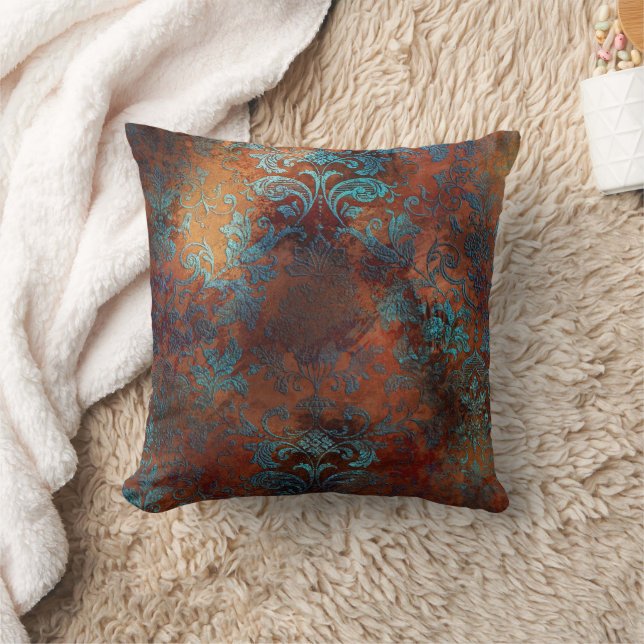 Copper Patina Rusted Damask Kussen (Deken)