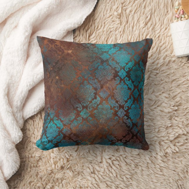 Copper Patina Rusted Damask Kussen (Deken)