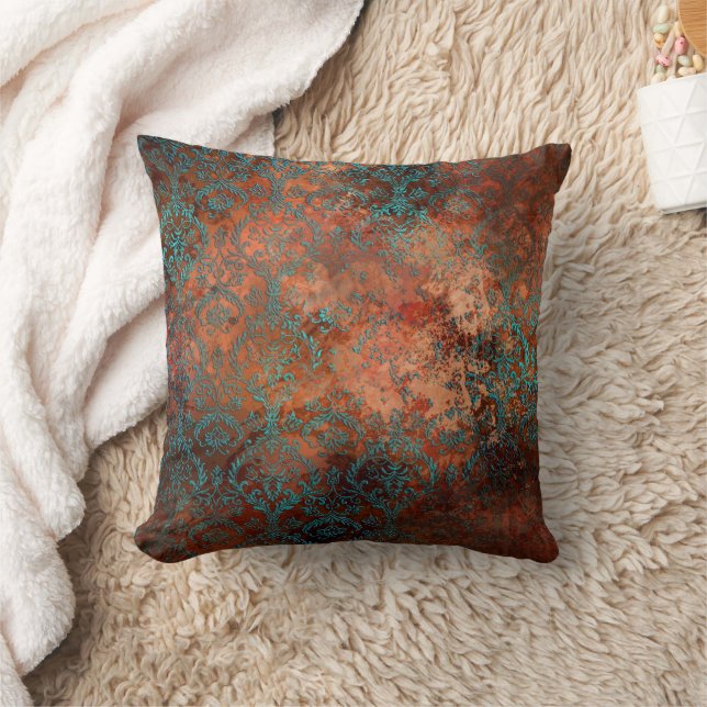 Copper Patina Rusted Damask Kussen (Deken)