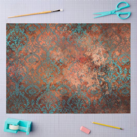 Copper Patina Rusted Damask Tissuepapier (Craft)