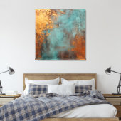 Copper Patina Rustic Metallic Canvas Afdruk (Insitu (Slaapkamer))