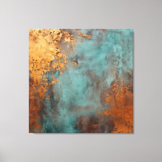 Copper Patina Rustic Metallic Canvas Afdruk (Voorkant)