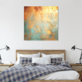 Copper Patina Rustic Metallic Canvas Afdruk (Insitu (Slaapkamer))