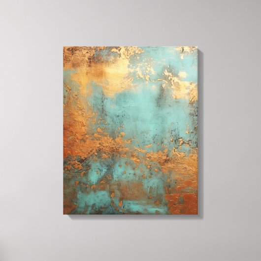 Copper Patina Rustic Metallic Canvas Afdruk (Voorkant)