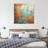 Copper Patina Rustic Metallic Canvas Afdruk (Insitu (Slaapkamer))